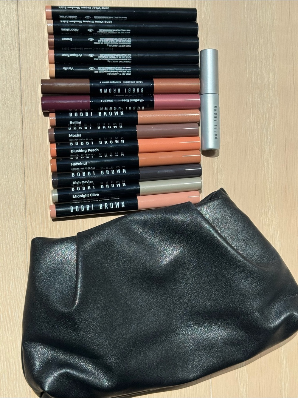 Bobbi Brown Eyeshadow Sticks in Neutral Nudes with Black Pouch
